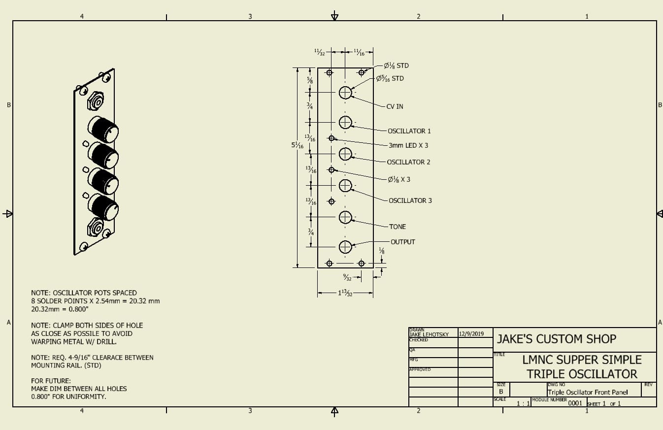 Triple Oscillator Layout Drawing